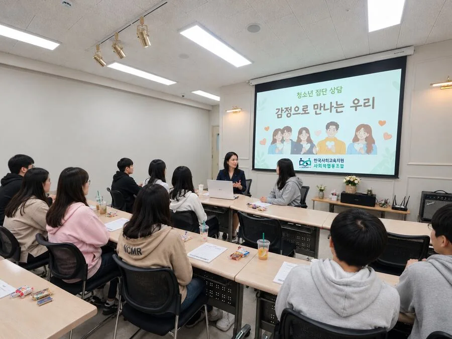소규모 강의실에서 진행된 취약계층 대상 교육에 참여한 사람들
