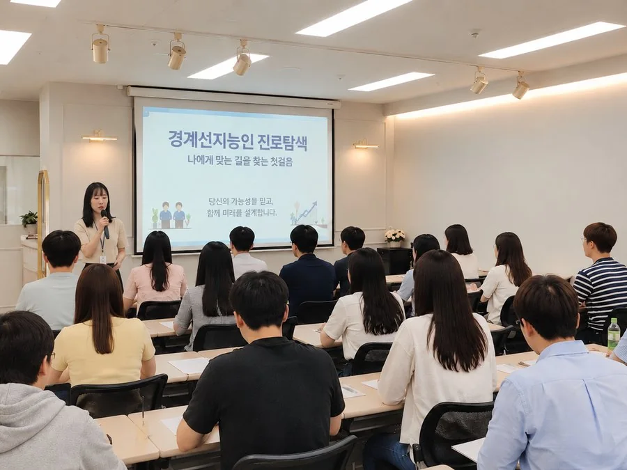 경계선지능인 진로탐색 워크숍에서 참여자들이 강의를 듣는 모습